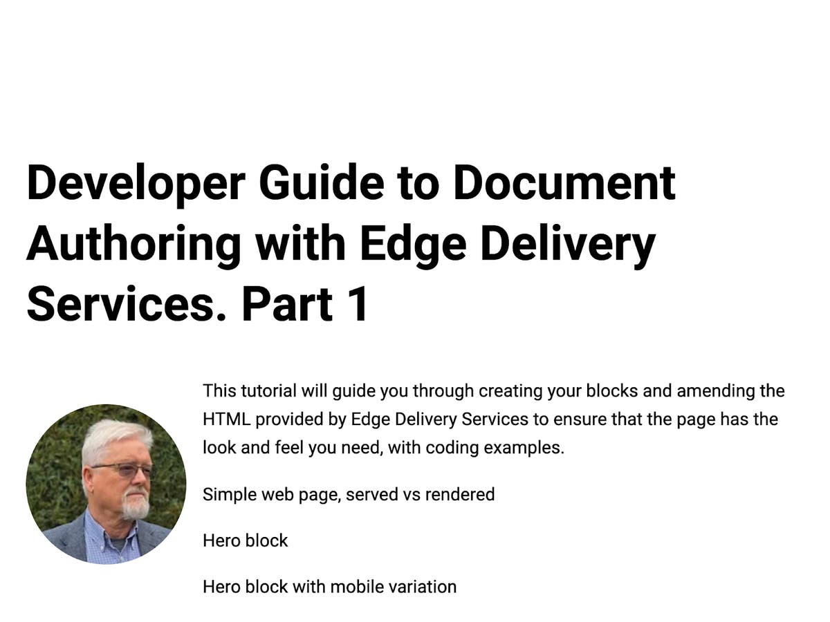 Developer Guide to Document Authoring with Edge Delivery Services - Part 1